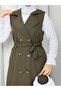 Women's Double-Breasted Buttoned Belted Long Vest Rc3150 - 8