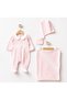 Hospital Discharge Set: Overalls, Blanket, Hat, Gloves, Cotton Baby Set, 4-Piece Newborn Set