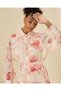 Women Pink Floral Long Sleeve Shirt Dress - 2