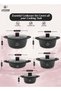Life Smile 10Pcs Non-Stick Cookware Sets-Titanium Coating Cookwares, Cooking Set Non-Stick Includes 20/24/28/32cm Casserole with Lid, 32cm Shallow Pot with lid,Oven Safe Aluminium Pots Set - 3