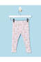 Infant Girls Lilac Floral Rib Leggings - 4