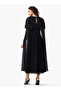 NOIR GRID AND FLORAL EMBROIDERED CAPE GOWN - 5