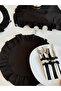 2Li Stripexlune Tableware Set / 2 Linen American Servings and 2 Ruffled Pocketed Spoon Holders Set - 3