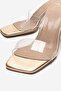 Women's Two-Strap Transparent Heeled Slippers Sandals Brovin Gold Wrinkled - 6