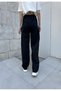 Women's Black and White Striped Wide Leg Sweatpants with Elastic Waist and Laces - 5