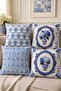 Framed Tile Vase Patterned 4-Piece Throw Pillow Cover Set