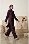 Bürümcük Fabric Tunic Pants Hijab Double Set 0571-04 Plum - 3