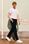 Men's Elastic Waist Tie-Up Pants - Black - 4