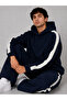 Men's Striped Detail Hooded Sweatshirt Navy Blue1 - 2