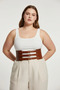 Plus Size Tan Women's Belt Three Buckle Corset Style Waist Highlighter - 8