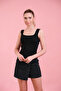 Women's Black Oversize and Small Size Square Collar Thick Strap Tank Top Athlete Thin Knitwear - 2