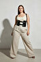 Plus Size Black Women's Belt with Corset Look and Chain Detail - 4