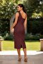 One Shoulder Pleated Mermaid Evening Dress Sleeveless Lined Midi Graduation Wedding Guest Dress - 6