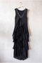 Italian Black V-Neck Sleeveless Lined Washable Segmented Collar Sequined Silk Woven Dress 120 60 - 2
