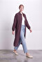 24048 Women's Draped Comfortable Fit Ferace Shirt Plum - 4