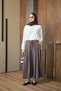 Women's Double Pocket Elastic Waist and Lace-Up Loose Trousers Brown - 3
