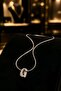 Silver Color Steel Letter''G'' Flat Chain Necklace - 2