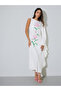 Off White Floral One Shoulder Kaftan Maxi Dress