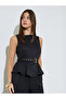 Black Sleeveless Belted Peplum Top