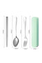 Multi-Compartment Spinner Lunch Box and Portable Stainless Steel Spoon, Fork, and Chopstick Utensil Combo - 8