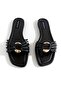 Brisa Black Leather Buckle Detailed Women's Slippers - 2
