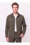 Comfort Fit Side Pockets Flexible Cotton Snap Fasteners Khaki Shirt Jacket C 736