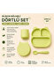 Mio Silicone Food Set 4-Piece - Compartmentalized Vacuum Base Silicone Food Plate, Spoon, Training Cup, Bowl with Lid Bpa-Free Lime Green