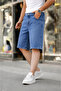 Men's Loose-Fit Baggy Blue Denim Shorts - 4