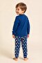 Boy's Cotton Crew Neck Animal Characters Printed Long Sleeve Pajama Set 9651 Blue - 2