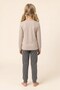 Girl's Cotton Crew Neck Printed Long Sleeve Pajama Set 9276 Beige - 3