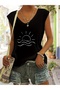 Women's Mix Printed V-Neck Sleeveless Regular Fit Comfortable T-Shirt