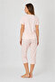 Women's Light Pink Teddy Bear Printed Short Sleeve Capri Pajama Set (P100-843) - 3