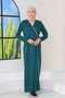 Emerald Green Side-Tie Prayer Dress, with a Trail, for a Gift or a Trailing Gown