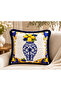 Lemon & Grape Patterned Red Tassel Decorative Throw Pillow Cover 43X43 cm - 3