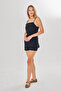 Women's Black Thin Strap Jumpsuit Dress with Shorts - 6