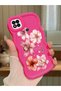 Poco C31 Compatible Case Camera Protector Red Silicone Couple Phone Case Floral Pattern