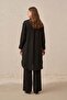 Black-Comfortable Fit Long 100% Linen Shirt - 3