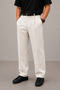 Men's White Premium Wide Leg Elastic Waist Fabric Trousers - 2