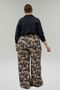 69013 Plus Size Elastic Waist Wide Leg Mango Pants with Pockets - Ethnic Pattern Black - 4