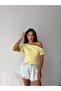 Women's Yellow One-Shoulder Boat Neck Side Gathered Oysho Blouse Frv0215 - 4