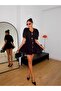 Women's Black Cape Detailed Buttoned Mini Dress