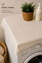 Cotton Washing Machine Cover with Square Texture and Tassel Detail, Decorative Protective Cover - 2