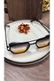 Unisex Metal Frame Rectangular Sunglasses Brown Gradient Glass Uv400 - 3