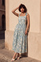 Women's Floral Patterned Strappy Long Dress - Mint - 2