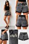 Denim Stylish Shorts with Stone Accessories - 2