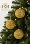 3 Pieces 8 cm Stoned Gold Christmas Tree Ornament - Glittery Luxury Plastic Pine Tree Ball Christmas Decoration - 2