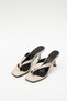 Ivy - Ecru Faux Leather Flip-Flop Heeled Slippers - 2
