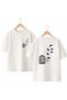 Cage Birds Printed on the Back and Front Chest, 100% Cotton Oversize Loose Regular Fit Crew Neck T-Shirt