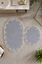 Gray 2-Piece Lace Non-Slip Base Bath Mat Set, Lace Washable Bath Set Spera
