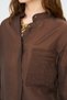 Women's Embroidery Pocket Detailed High Collar Transparent Shirt - 2